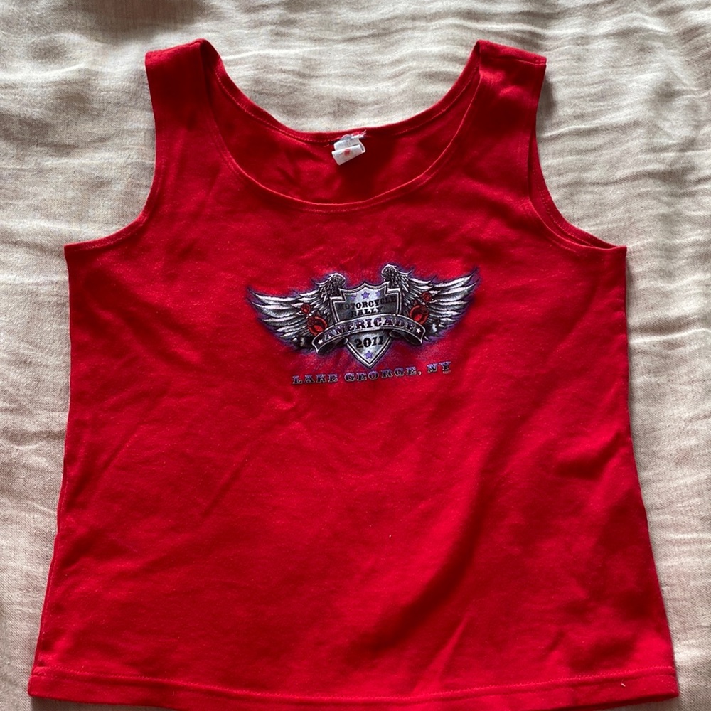 Red graphic tank